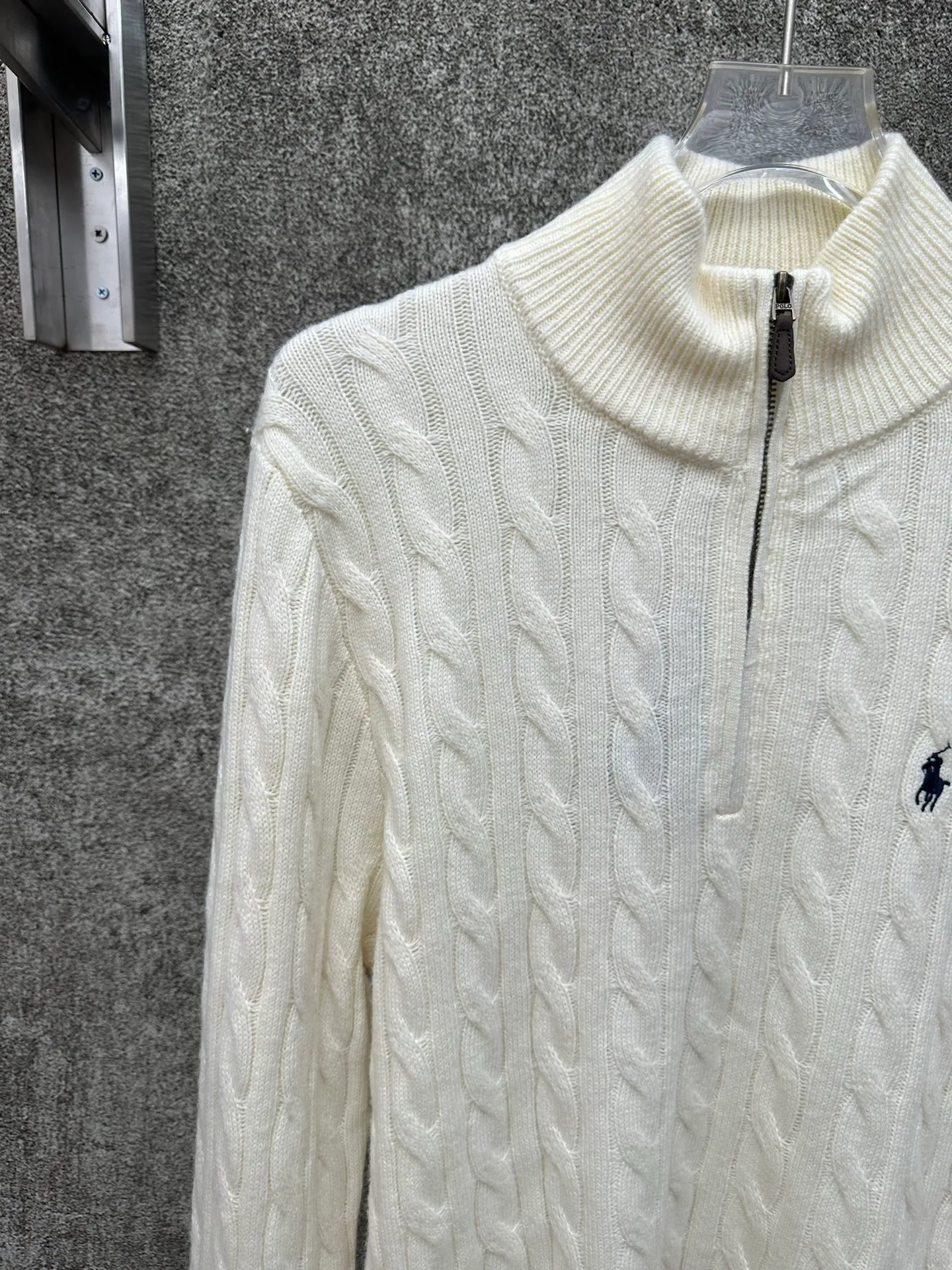 🅿️520 Polo Ralph Lauren 25ss solid color stand collar half zipper long sleeve sweater Size: S M L XL